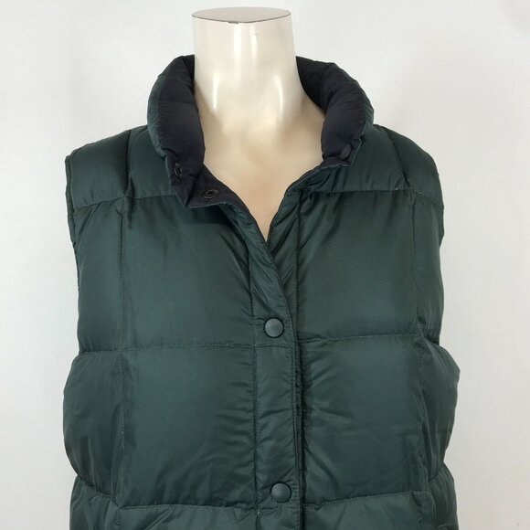LAND END ~ WOMENS SMALL 6-8 ~ FOREST GREEN BUTTON UP DOWN PUFFER VEST - Picture 2 of 6